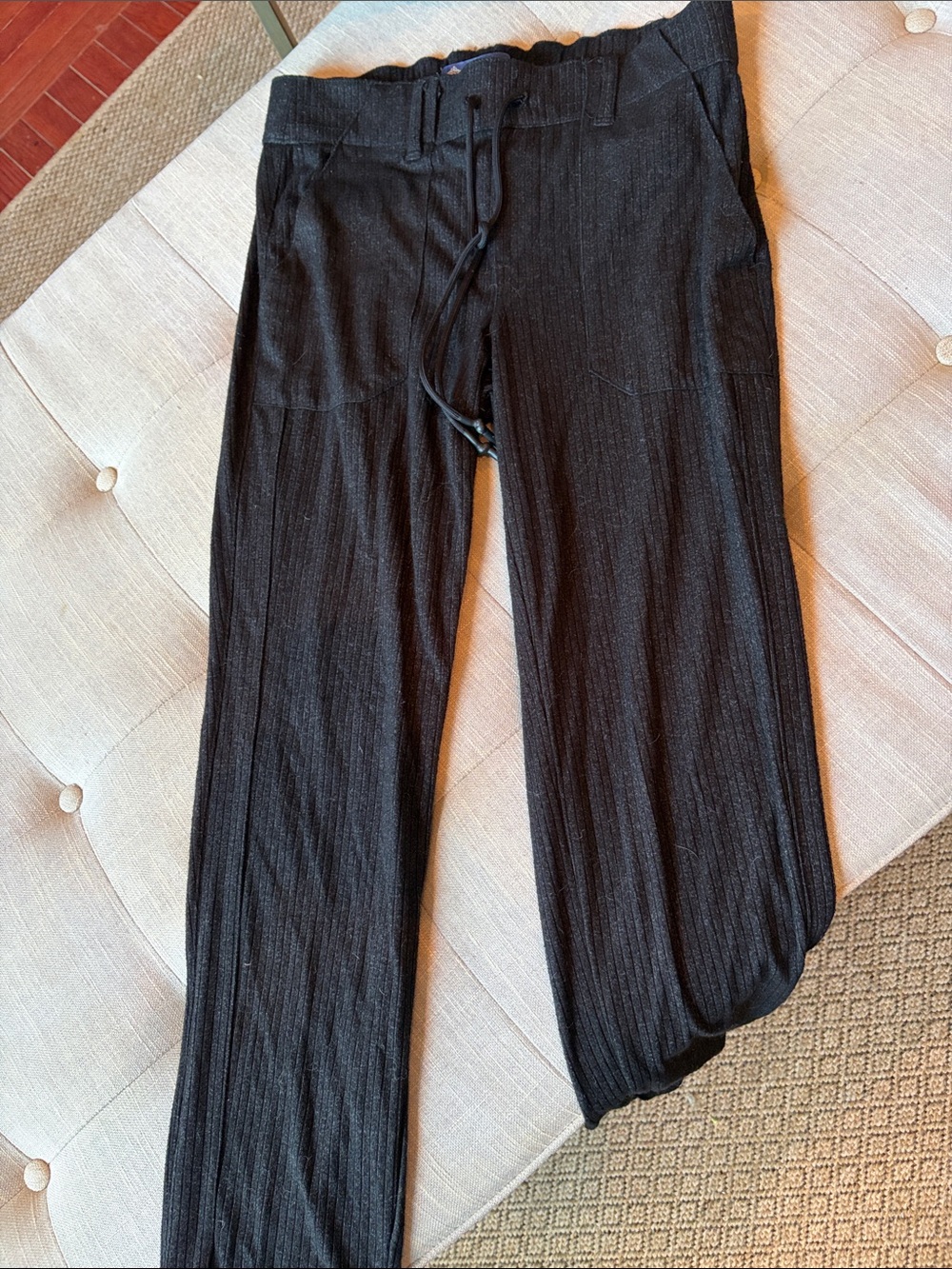 Democracy Grey Ribbed Knit Trouser Sweats High Rise Size Small - Picture 3 of 7
